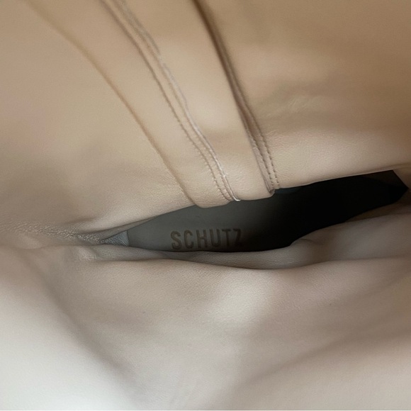 Schutz Asya Up Eggshell Leather Pointy Toe Wedge Tall Boot 9B - Picture 12 of 14